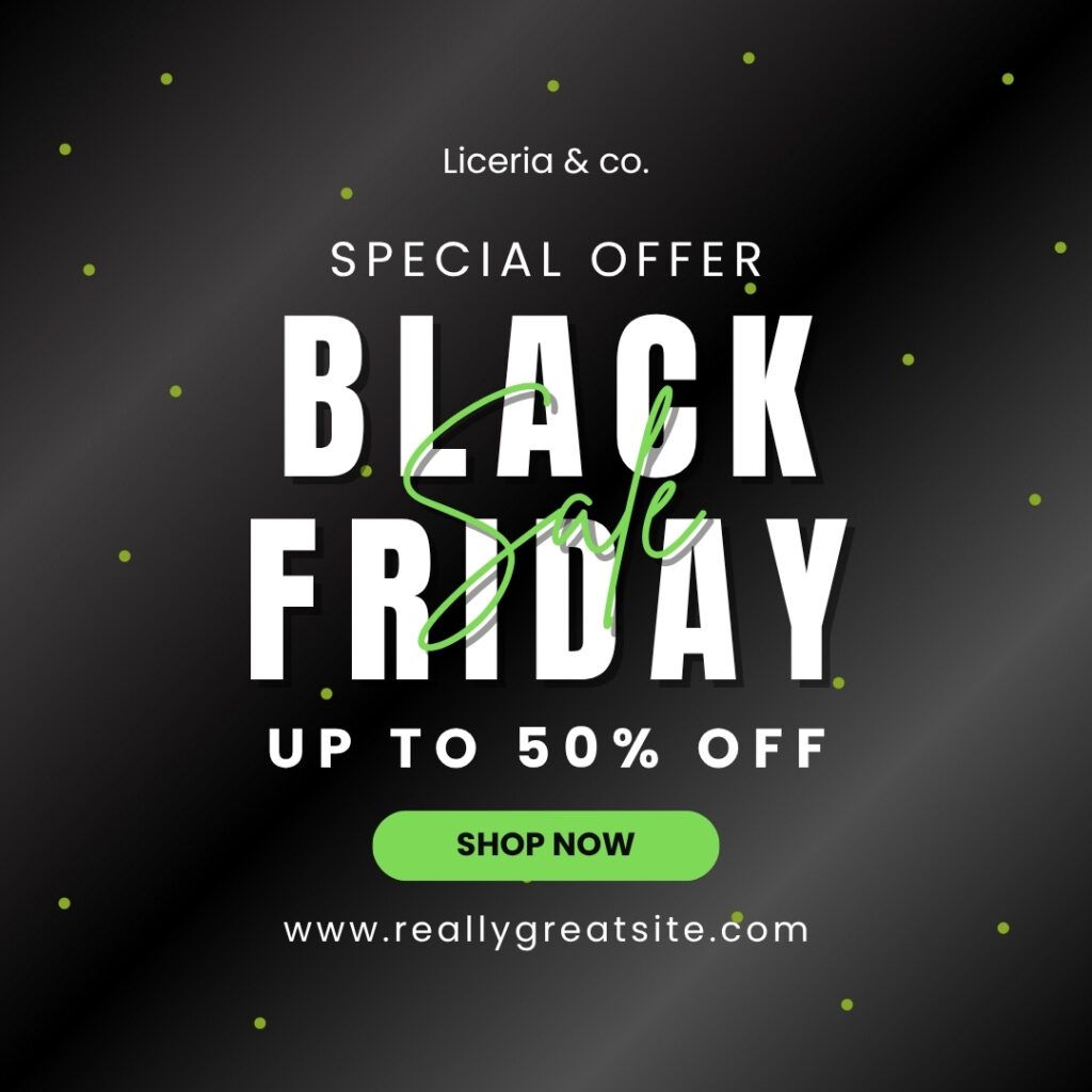 Black and Green Simple Black Friday Sale Facebook Post