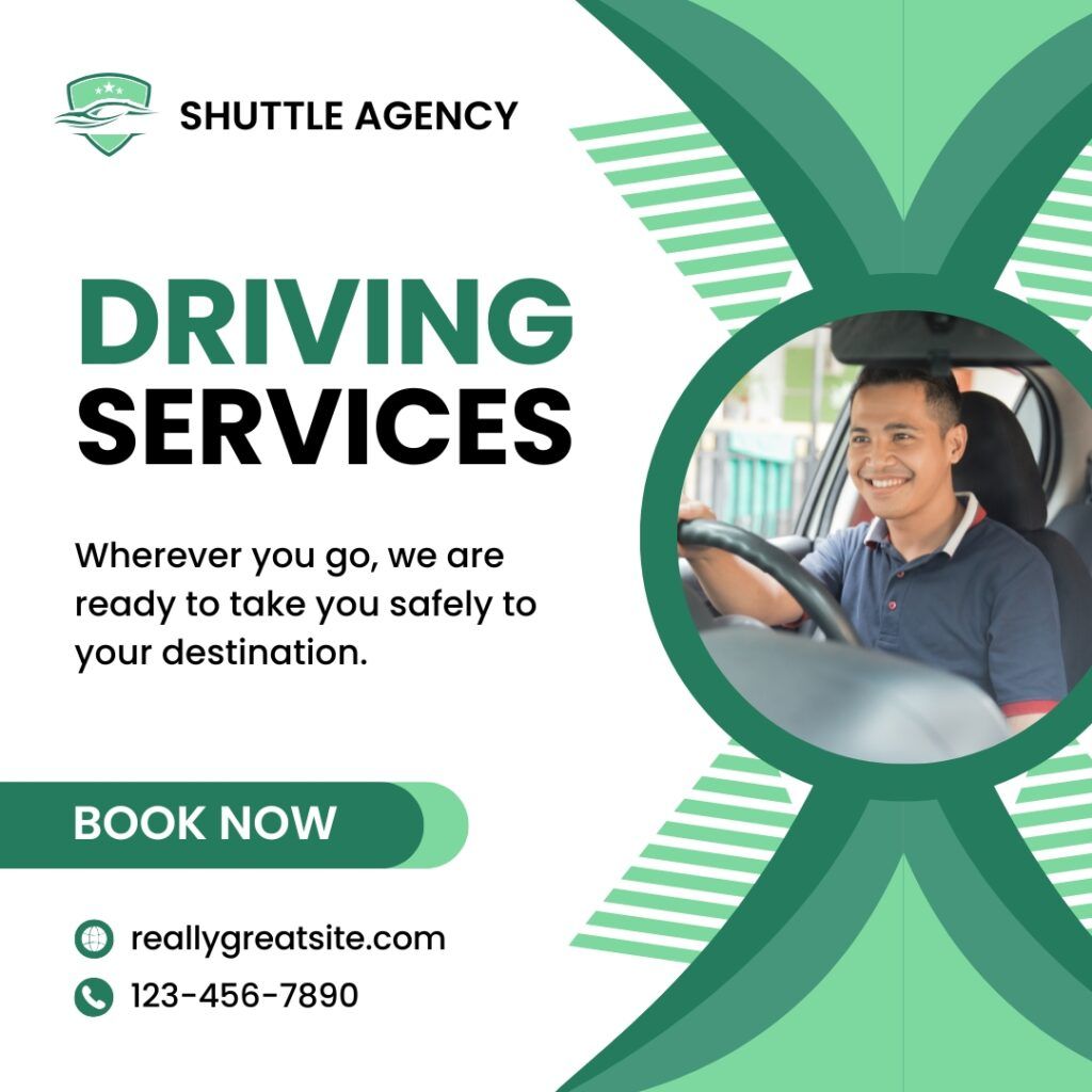 Green and White Modern Driving Services Facebook Post