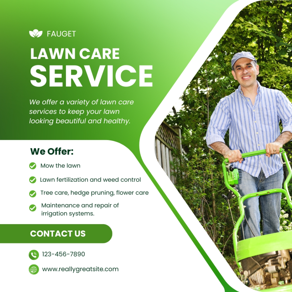 Green and White Modern Lawn Care Service Facebook Post