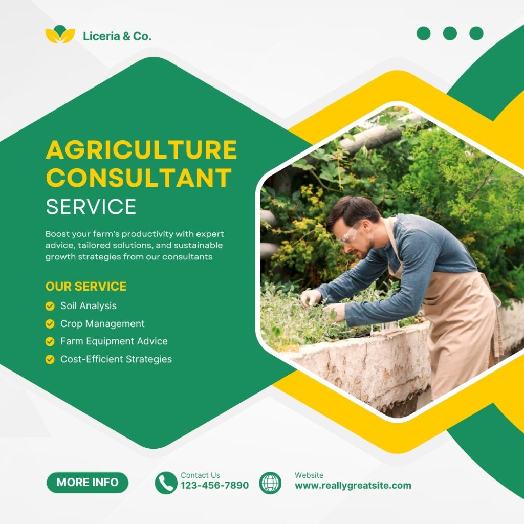 White Green and Yellow Modern Agriculture Consultant Services Facebook Post